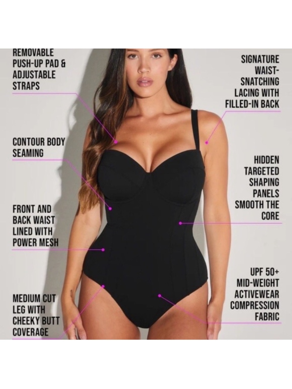 TA3 Lushy Medium Regular/Long C Black Sculpting One-Piece Swimsuit